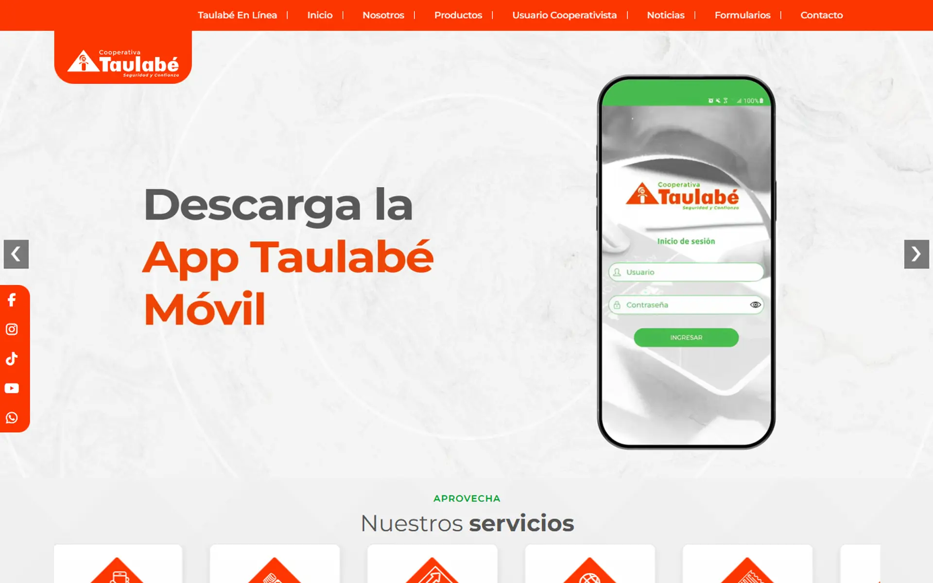 Sitio web desarrollado para Taulabe